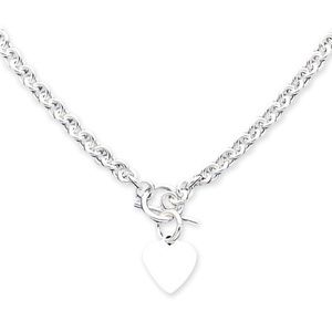 Sterling Silver Heart Disc Link Toggle Necklace Tiffany Style